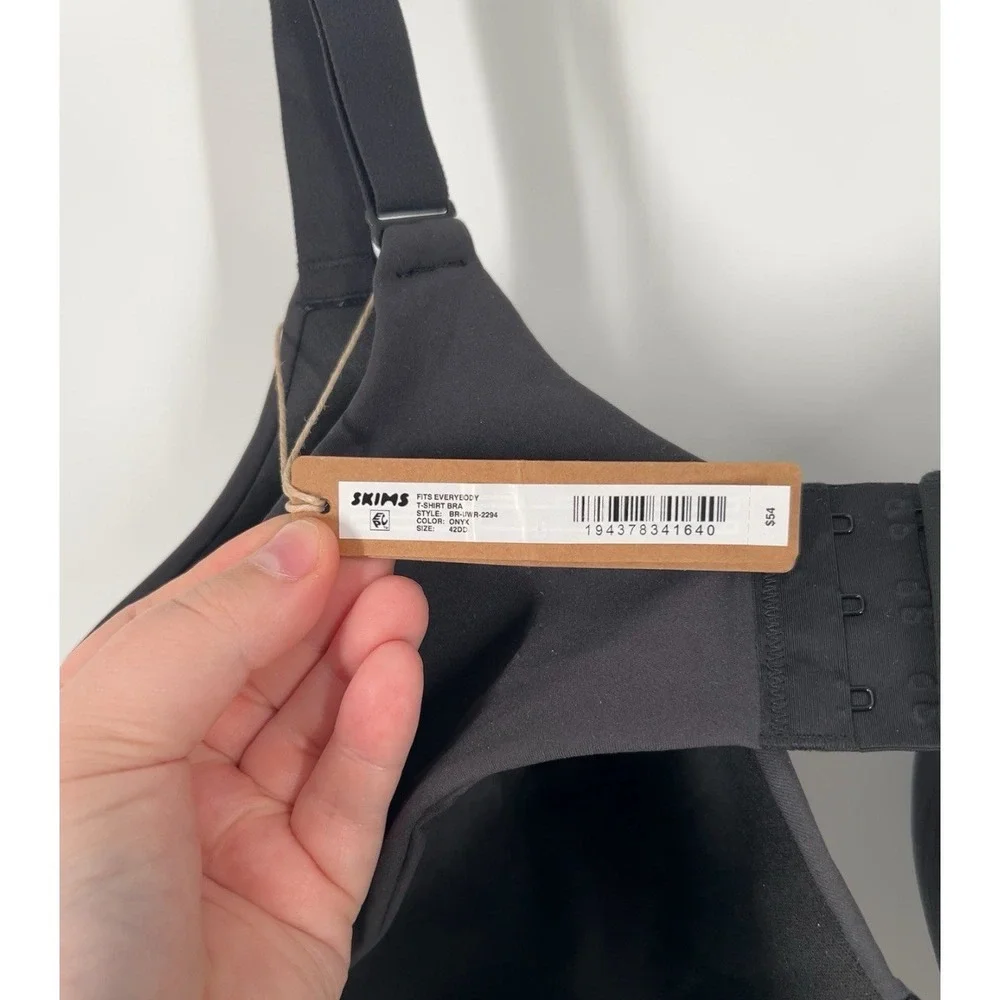 Skims Fits Everybody‎ T Shirt Bra Onyx Underwire Padded Black Size 42DD